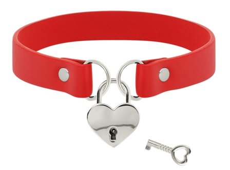 collar with heartlock red