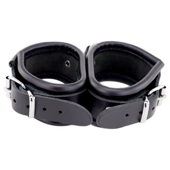 double leather handcuffs