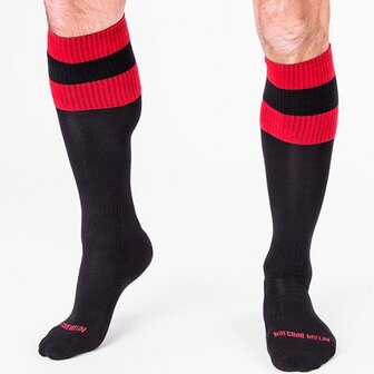 black red football socks barcode berlin