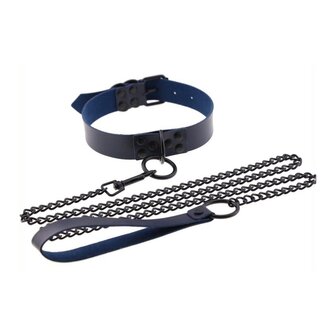 collar leash navy blue