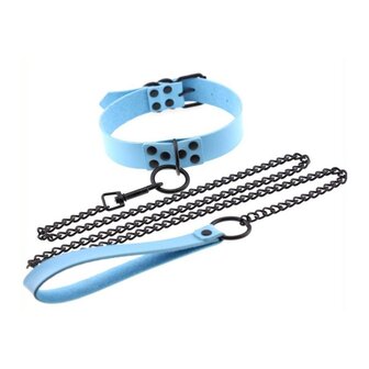 sky blue collar leash