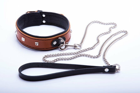 cognac collar with leash