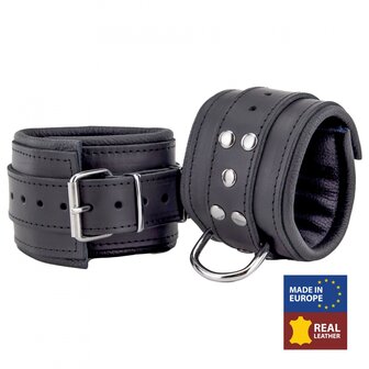 the red padded leather ankle cuffs