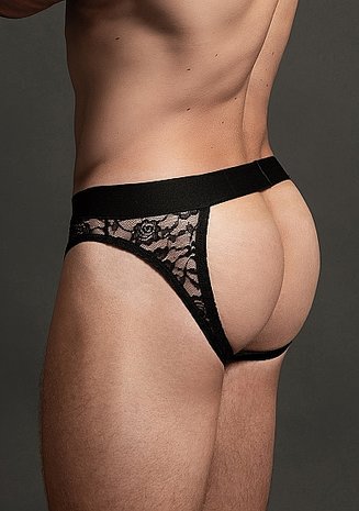 Lace Open Brief Black SM