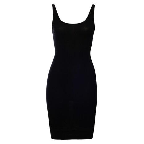 black slip dress