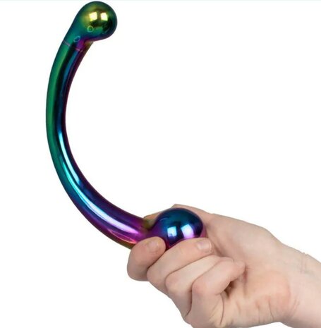 The Rainbow Curvy Stainless Steel Double Ended G-Spot Dildo