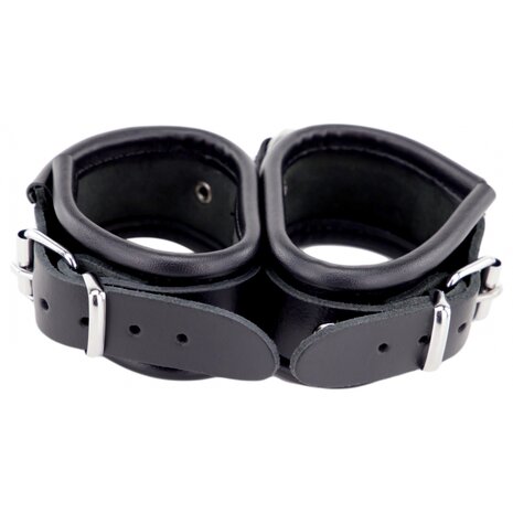 double leather handcuffs