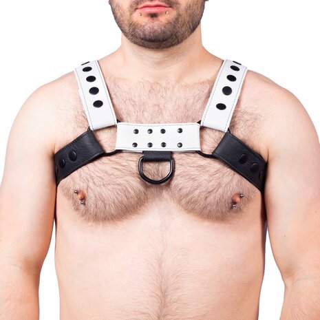 Leather Harness Black-White (S-M)