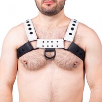Leather Harness Black-White (S-M)