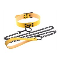 Punk Collar With Leash Yellow 